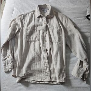 Cream Flannel Button-Up Shirt